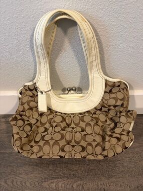 Coach Khaki & Chalk Signature Canvas Shoulder Bag